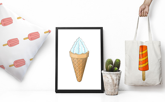 Ice cream icons set, cartoon style in Graphics - product preview 1
