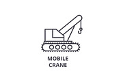 mobile crane vector line icon, sign, illustration on background, editable strokes