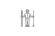 mountain skier vector line icon, sign, illustration on background, editable strokes