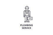 plumbing service vector line icon, sign, illustration on background, editable strokes