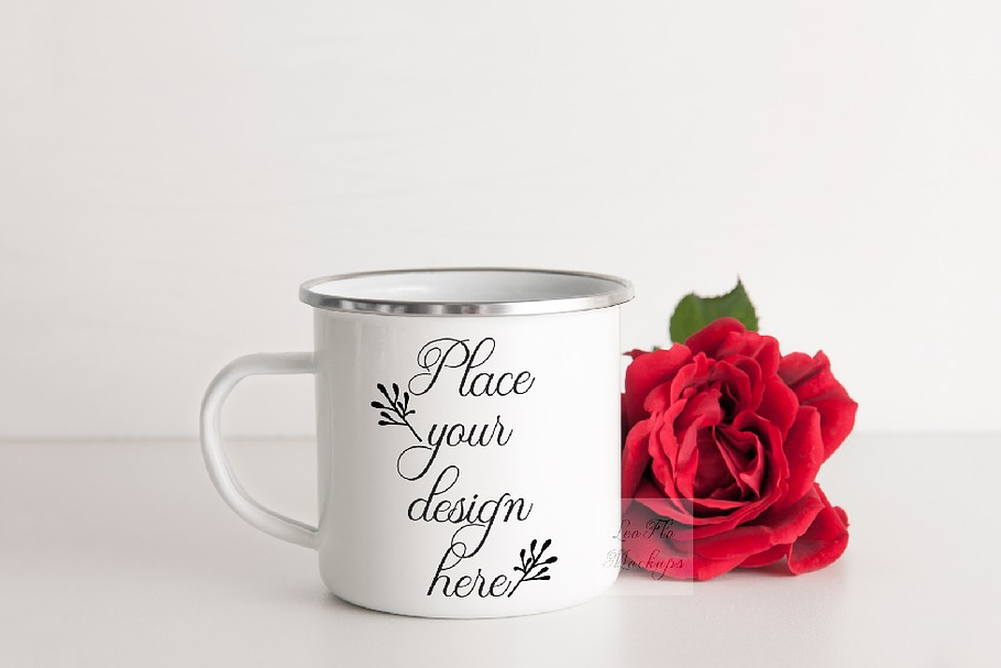 Enamel valentine's camp mug mockup in Product Mockups - product preview 8