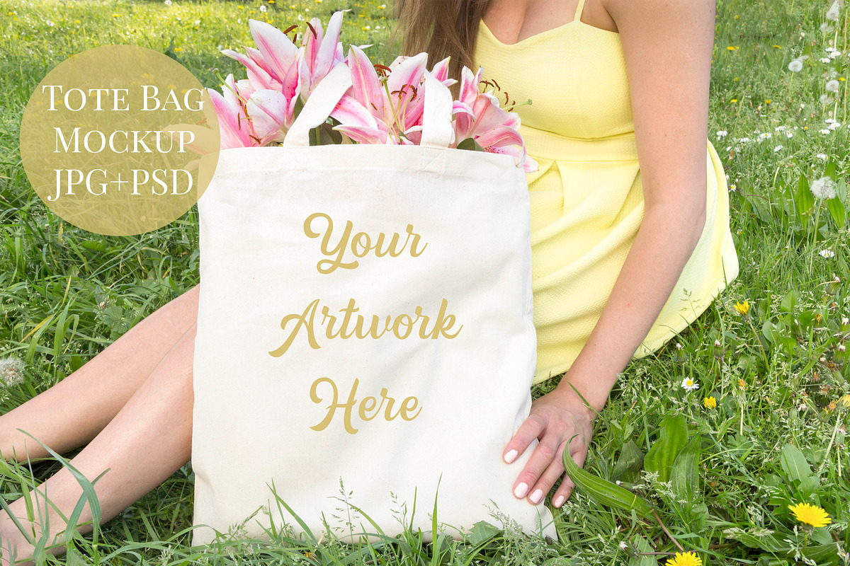Tote Bag mockup - Yellow Dress in Product Mockups - product preview 8