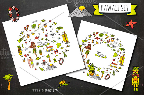 56 HAWAII hand drawn elements! in Hand Drawn Icons - product preview 1