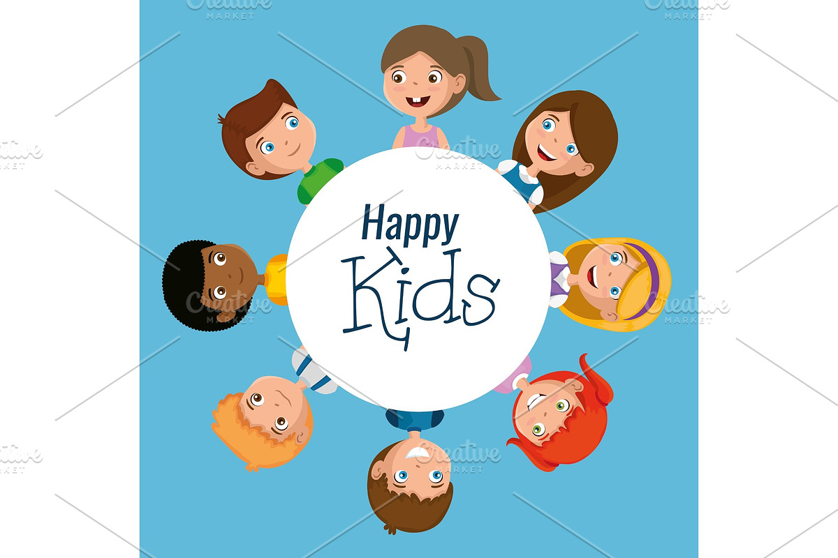 group of happy kids characters in Illustrations - product preview 8