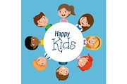 group of happy kids characters