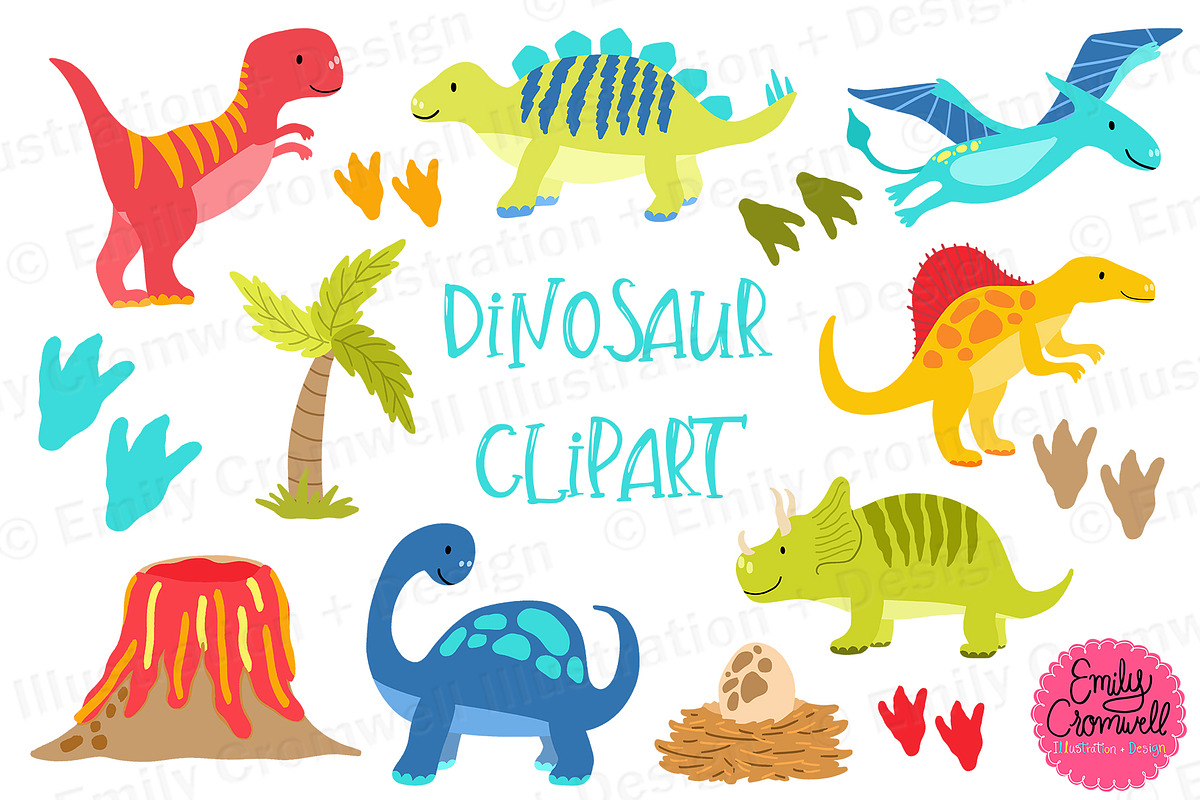 Dinosaur Clipart in Illustrations - product preview 8