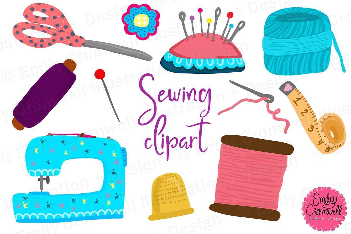 Sewing Clipart in Illustrations - product preview 8
