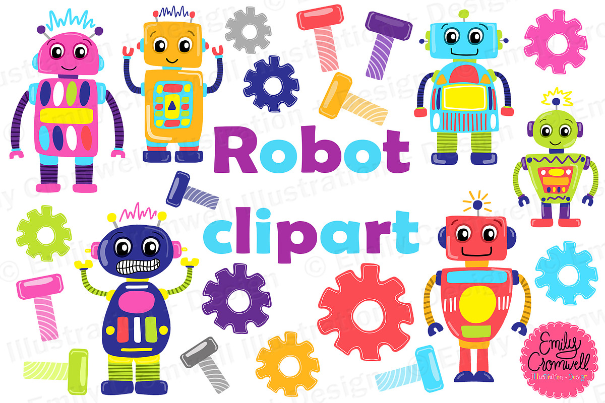 Robot Clipart in Illustrations - product preview 8