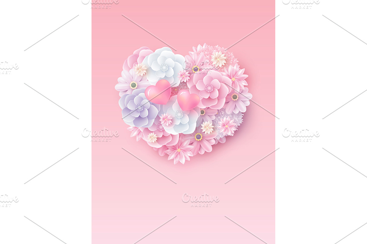 Flowers in hearts shape in Illustrations - product preview 8