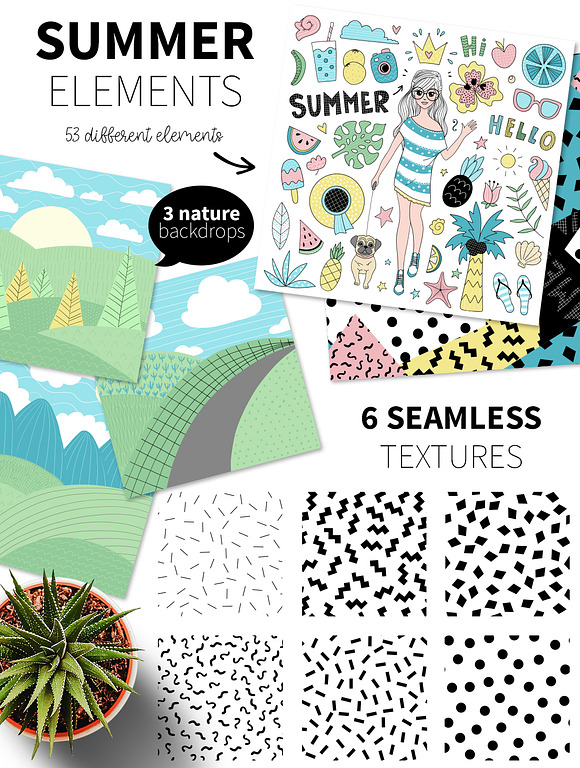 Hello Summer - Doodle Collection in Illustrations - product preview 2