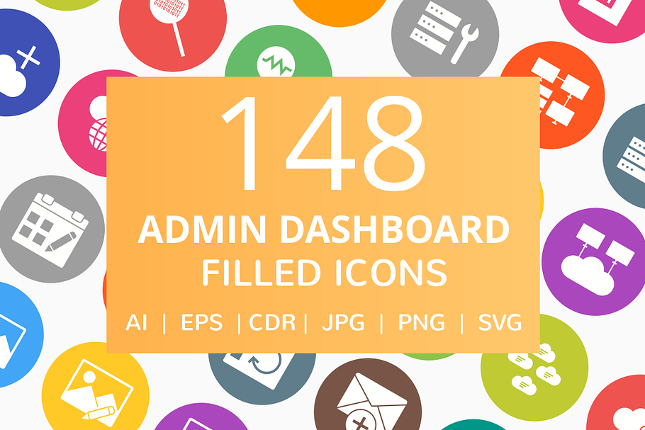 148 Admin Dashboard Filled Icons in Graphics - product preview 8