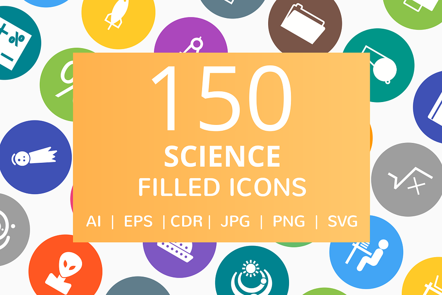 150 Science Filled Round Icons