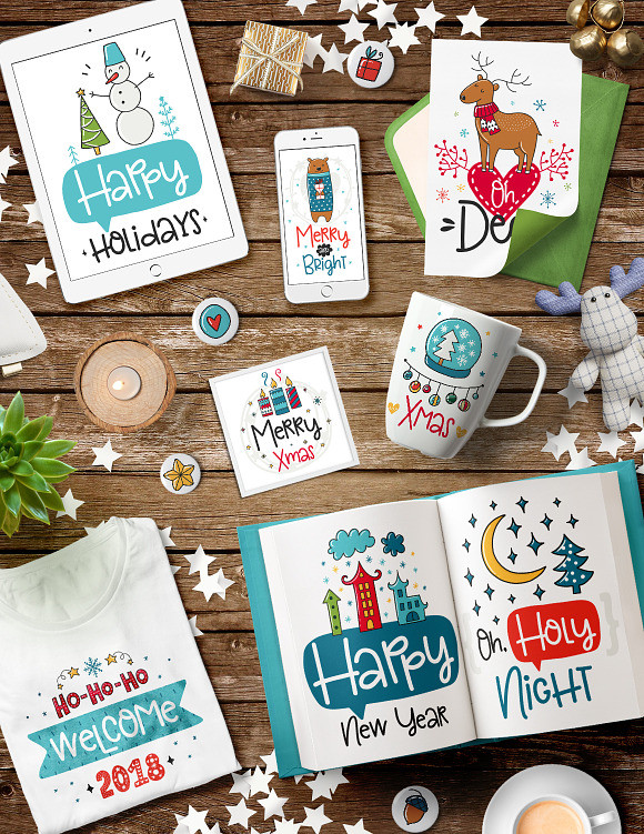 50 Christmas Cards with Quote! in Card Templates - product preview 1