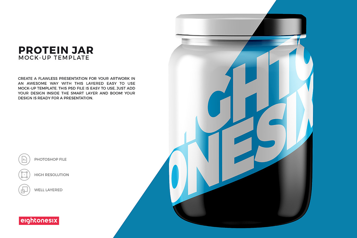Protein Jar Mock-Up Template in Product Mockups - product preview 8