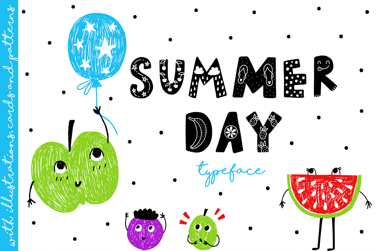 Summer Day Typeface with Clipart! in Display Fonts - product preview 8