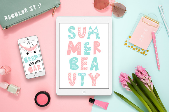 Summer Day Typeface with Clipart! in Display Fonts - product preview 7
