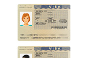 Ethiopia visa sticker template