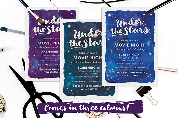 Under the Stars - Movie Night Invite in Card Templates - product preview 1