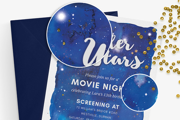 Under the Stars - Movie Night Invite in Card Templates - product preview 2