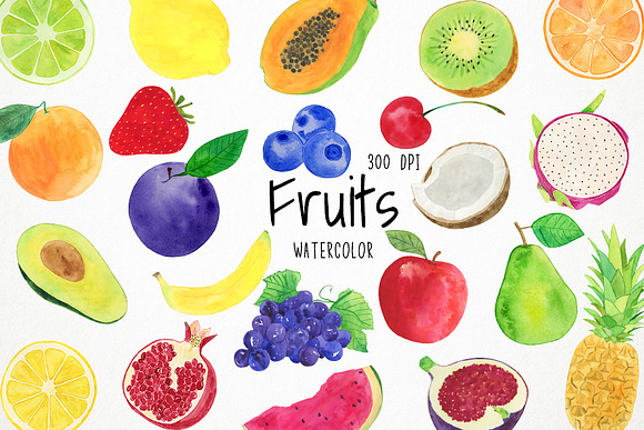 Watercolor Fruits Clipart in Illustrations - product preview 2