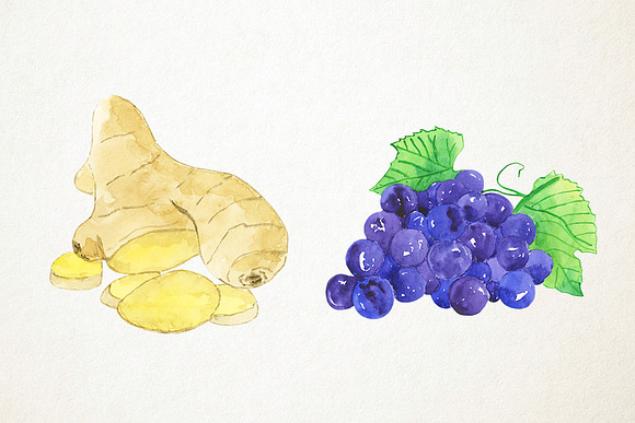 Watercolor Healthy Food Clipart in Illustrations - product preview 2
