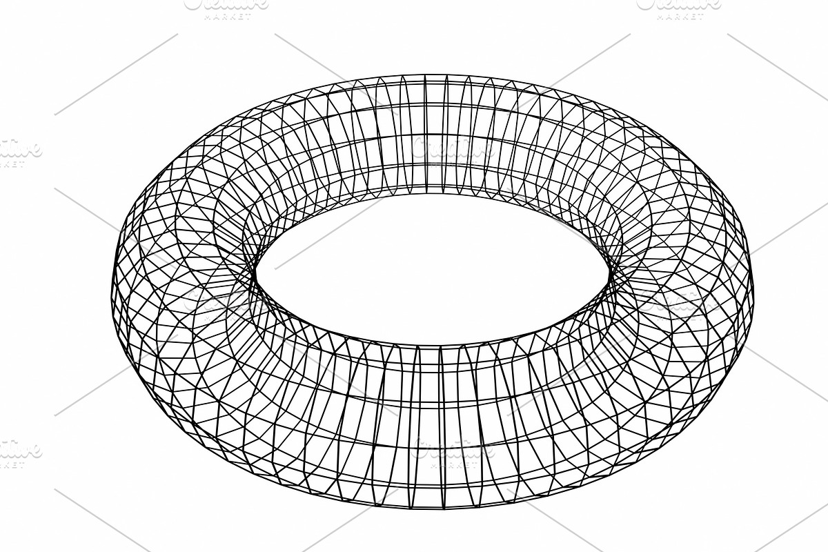Abstract geometric shape. Wireframe object isolated on white background. Torus. 3d illustration. in Illustrations - product preview 8