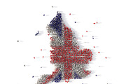 Large group of people forming England map concept. 3d illustration