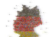Large group of people forming Germany map concept. 3d illustration