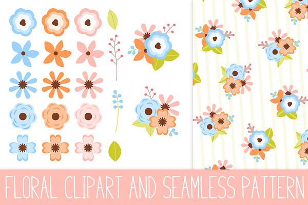 Spring Floral Clipart & Pattern