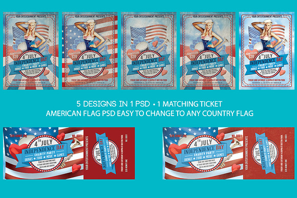 4th July Flyer & Ticket Template in Flyer Templates - product preview 3