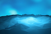 Abstract triangle geometric, blue ice mountain shape on blue background, 3d render