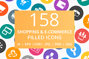 158 E-Commerce Filled Round Icons