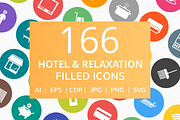 166 Hotel & Relaxation Filled Icons