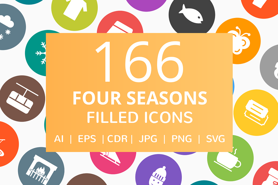 166 Four Seasons Filled Round Icons in Icons - product preview 8