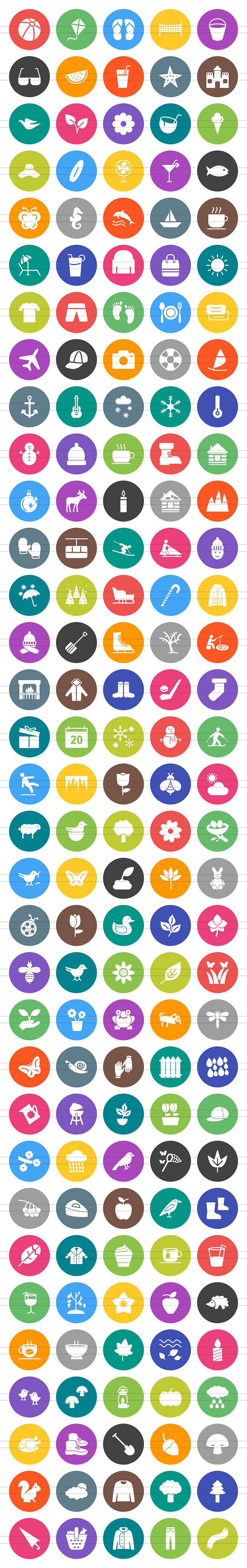 166 Four Seasons Filled Round Icons in Icons - product preview 1