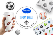 Sport balls icons set, cartoon style
