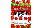 11 November Remembrance day vector poppy poster