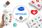 Switzerland travel icons set 