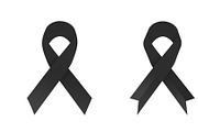 Black awareness ribbon on white background. 3D illustration