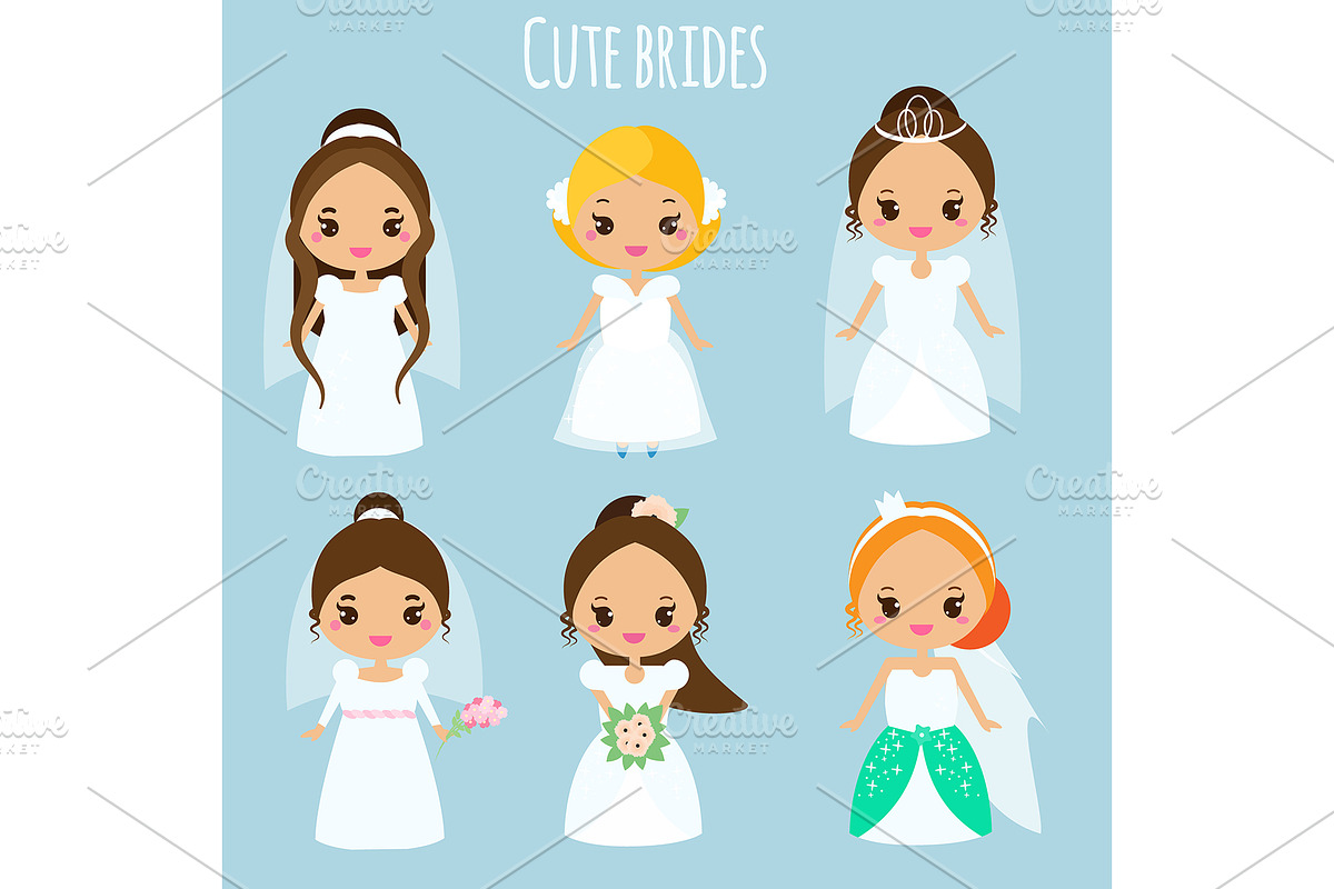 Cute kawaii brides in Kawaii Emoticons - product preview 8