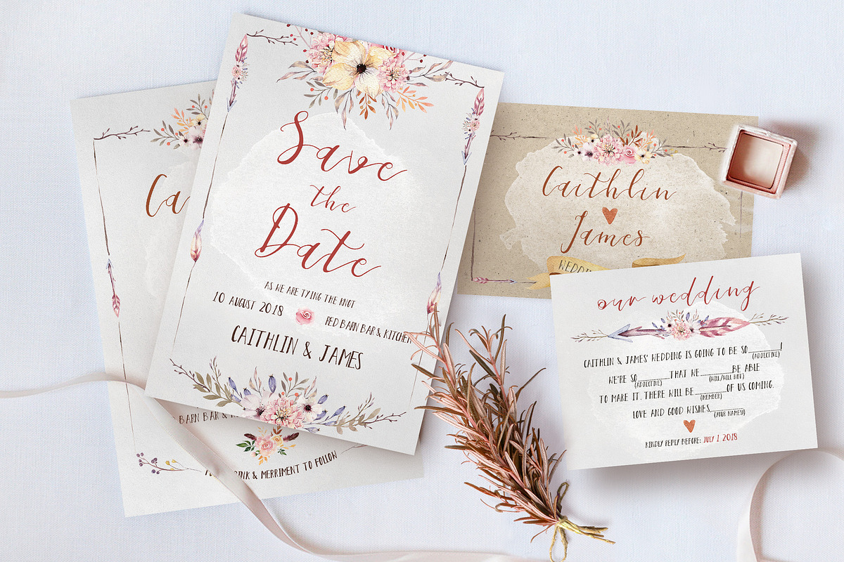 Boho Flower Wedding Suite in Wedding Templates - product preview 8
