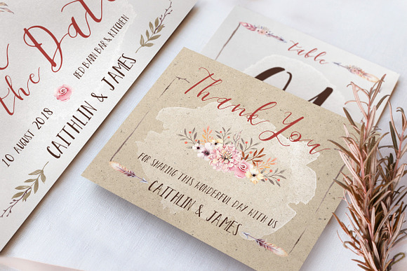 Boho Flower Wedding Suite in Wedding Templates - product preview 2