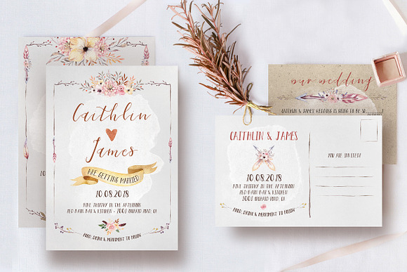 Boho Flower Wedding Suite in Wedding Templates - product preview 3