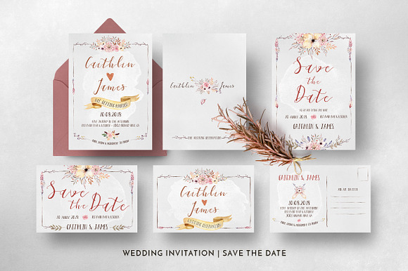 Boho Flower Wedding Suite in Wedding Templates - product preview 4