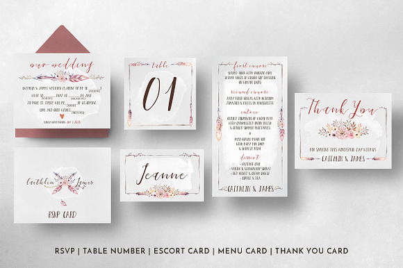 Boho Flower Wedding Suite in Wedding Templates - product preview 5