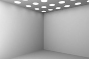 3D Rendering Corner of white empty room