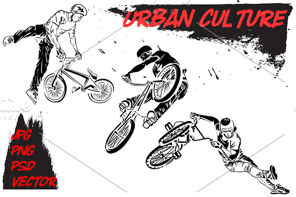 Urban culture. BMX riders