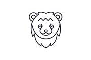 bear head vector line icon, sign, illustration on background, editable strokes