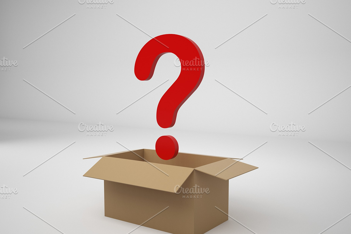 3D Rendering corrugated box and question mark isolated on white background, illustration, mock up in Illustrations - product preview 8