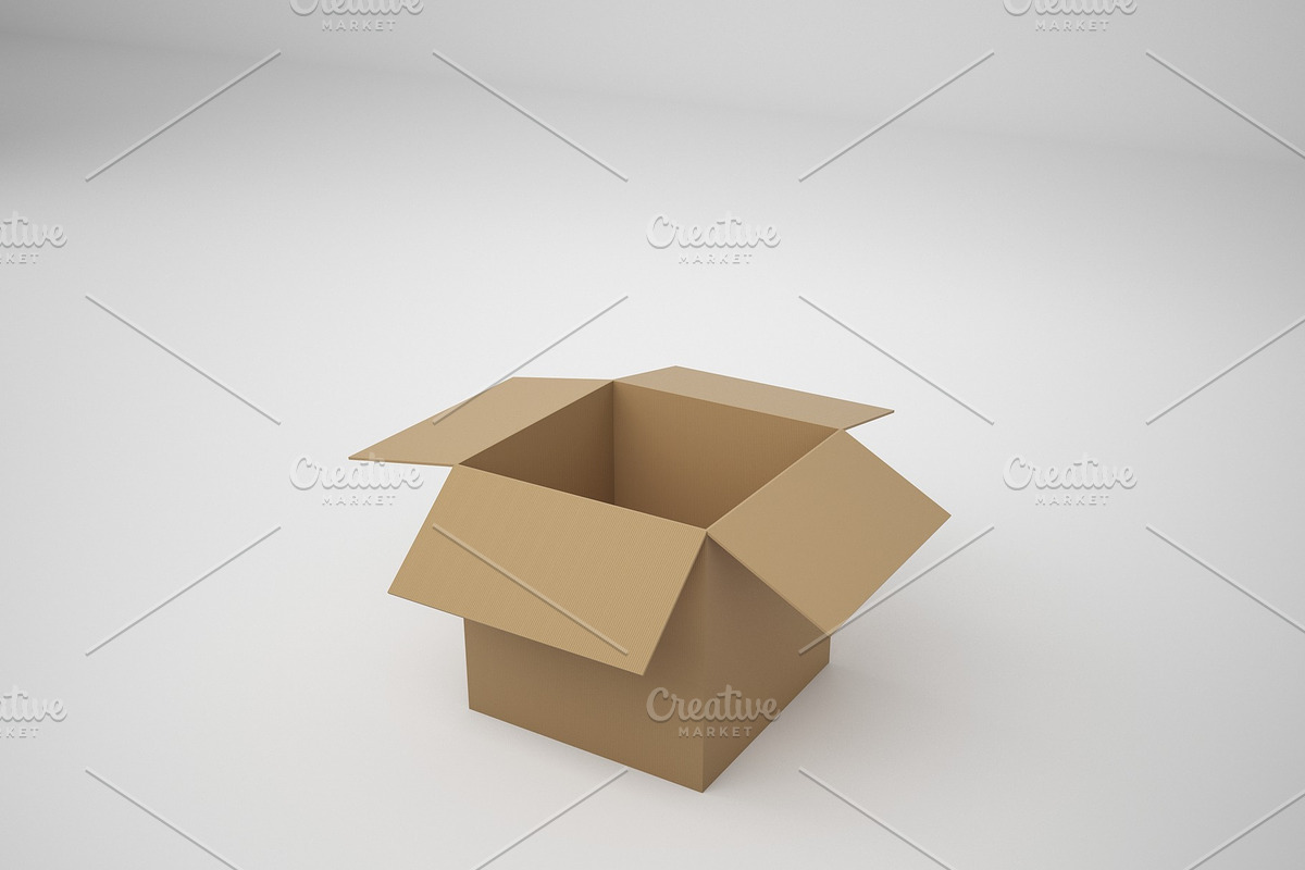 3D Rendering corrugated box isolated on white background, illustration, mock up in Illustrations - product preview 8